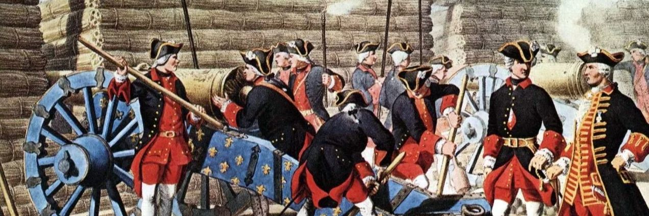 Pièce de campagne sur affût mobile, en batterie (1745, régiment royal de l'artillerie sous Louis XV)