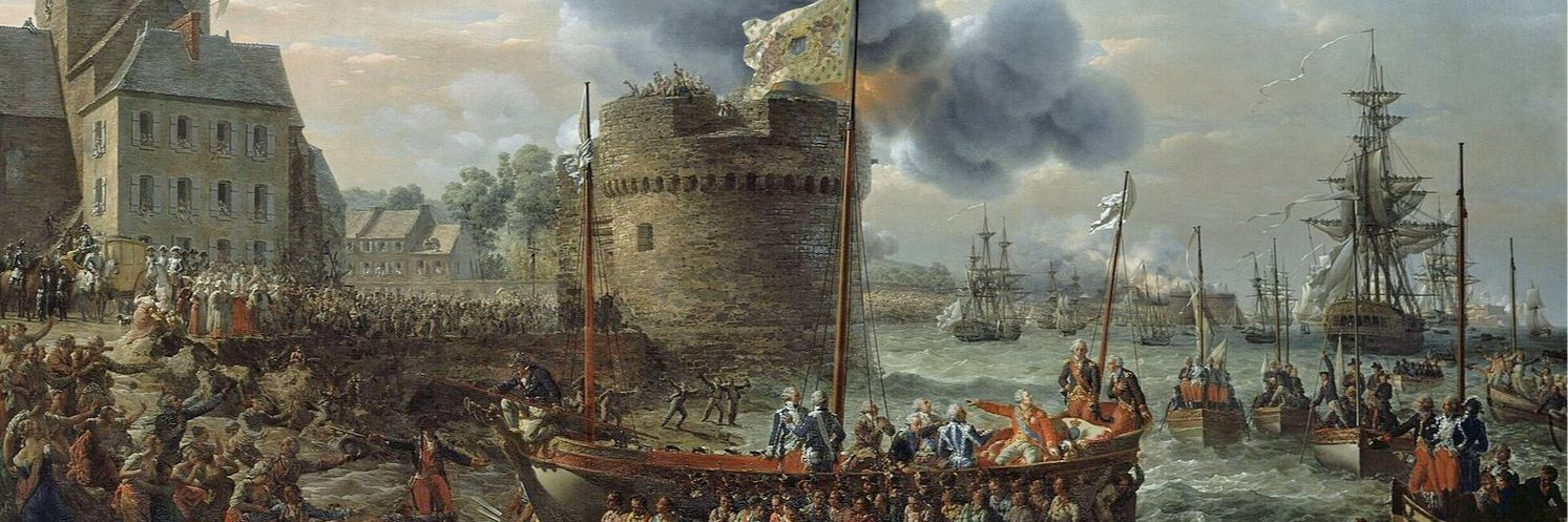 Visite de Louis XVI à Cherbourg en juin 1786, à l'occasion des travaux pour mettre en place la digue, 1817, Louis-Philippe Crépin.